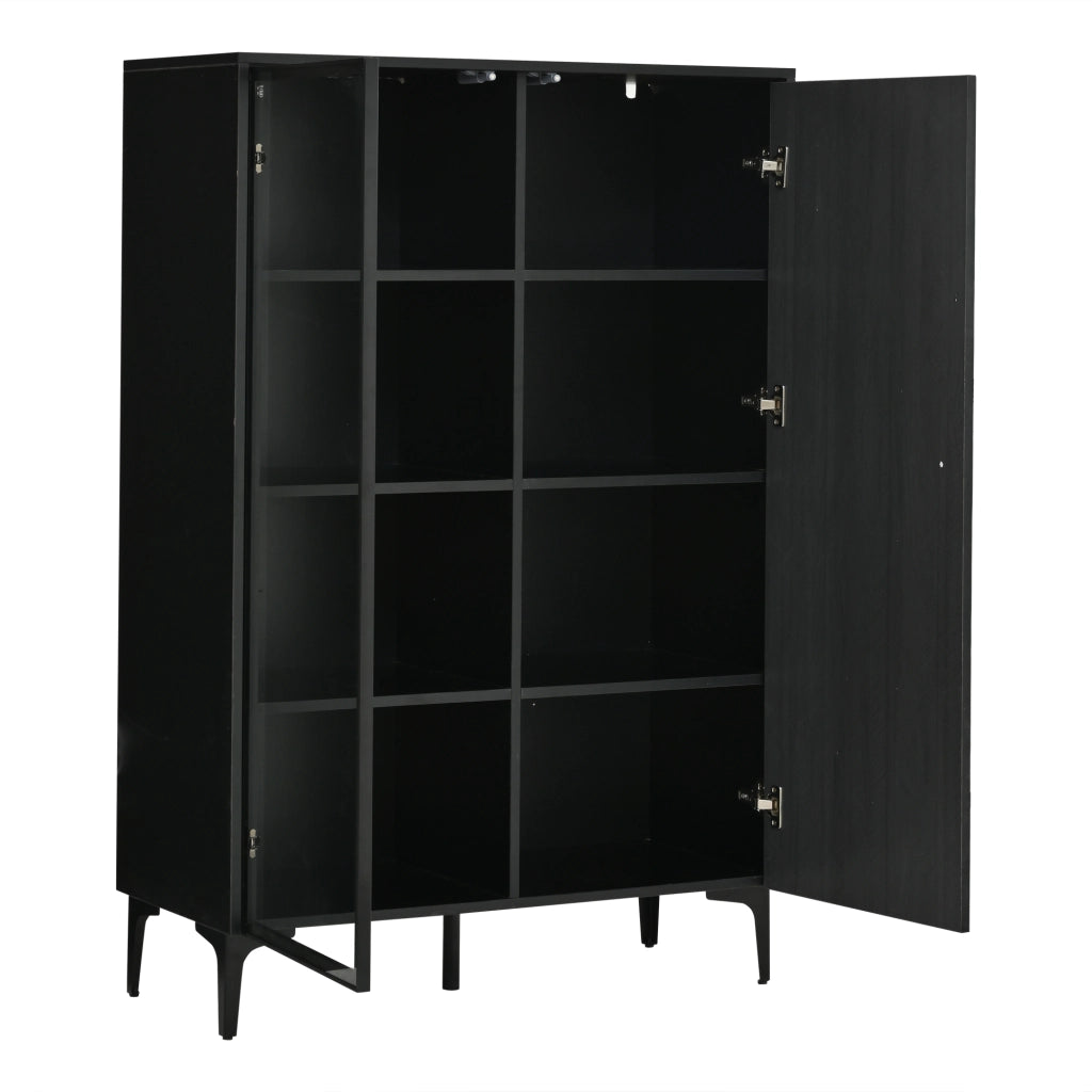 Vetrina con 2 ante 8 vani vetro temperato LED RGB con app Bluetooth MDF nero e legno 90 × 40 × 135 cm