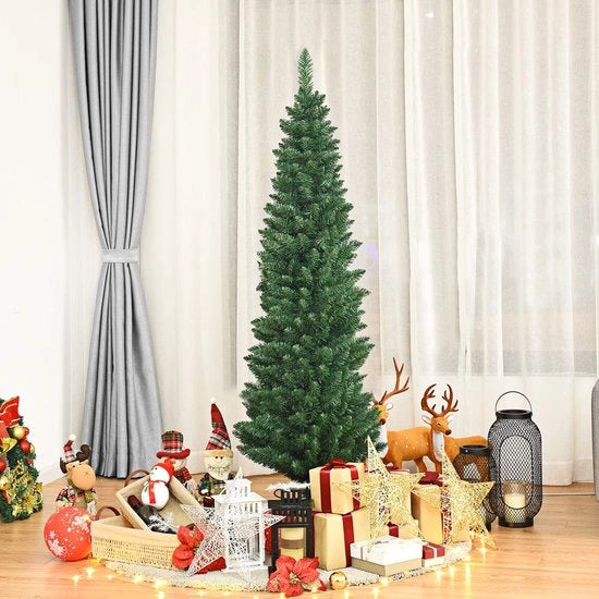 Albero di Natale in PVC, 150 cm, con Stelo Metallico Fissorio, senza Luce, 220 Fili, Ideale per Casa, Ufficio, Negozio e Hotel, Verde