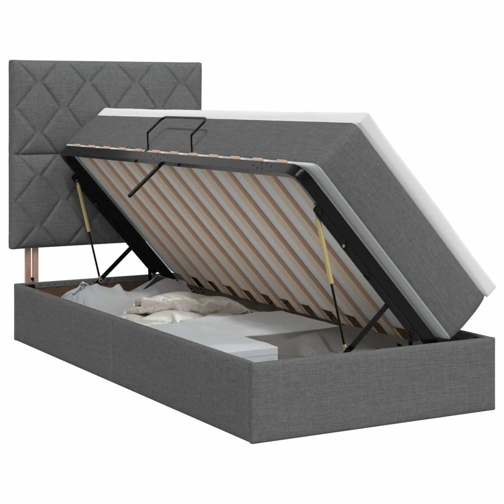 Letto con contenitore e materasso Grigio Scuro 100 x 200 cm 3459547