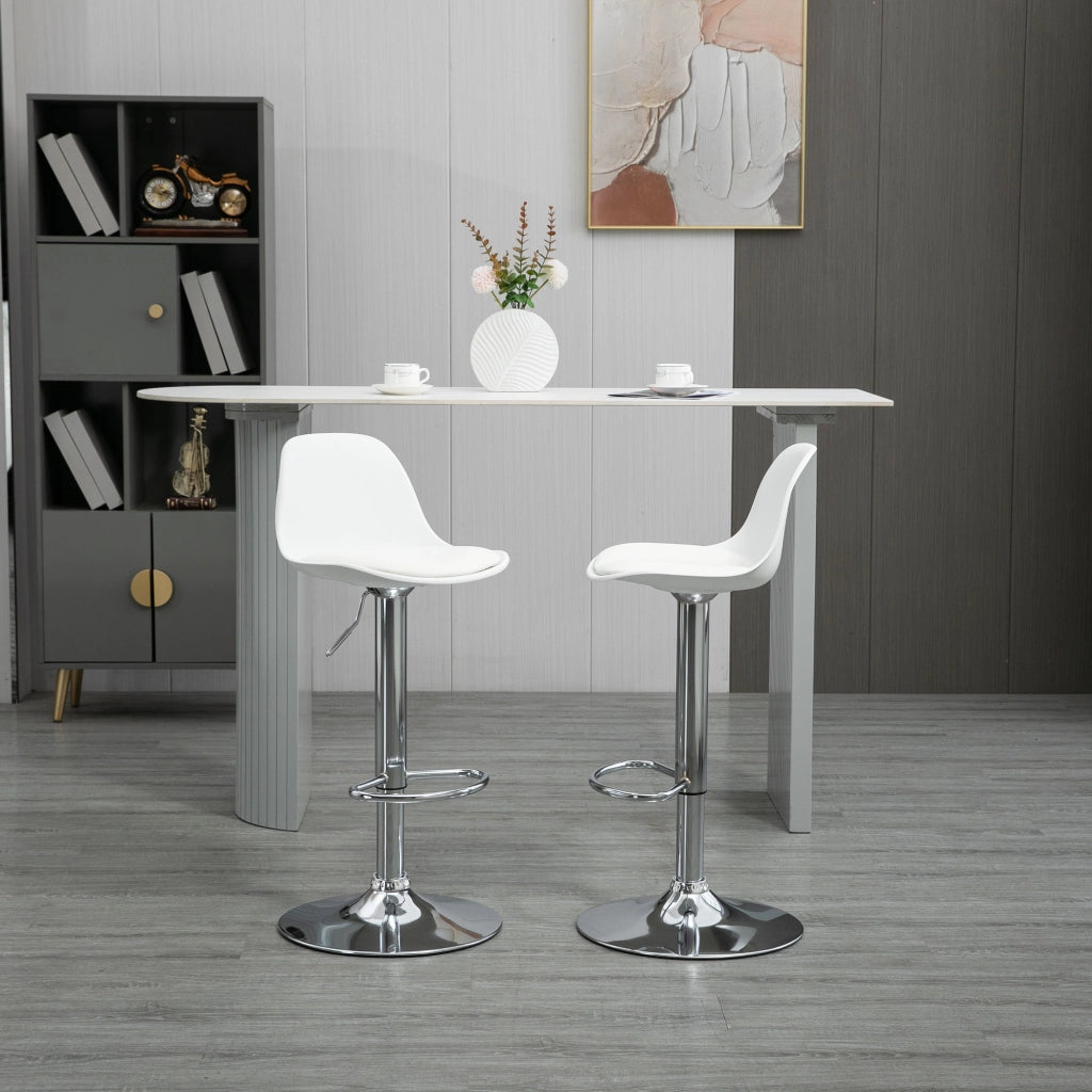 Set di 2 Sgabelli da Bar ¨C zephmum ¨C Altezza Regolabile 82-104 cm, Bianco