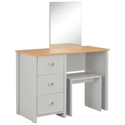 Toeletta | Tavolo da Trucco con Specchio e Sgabello Grigio 104x45x131 cm