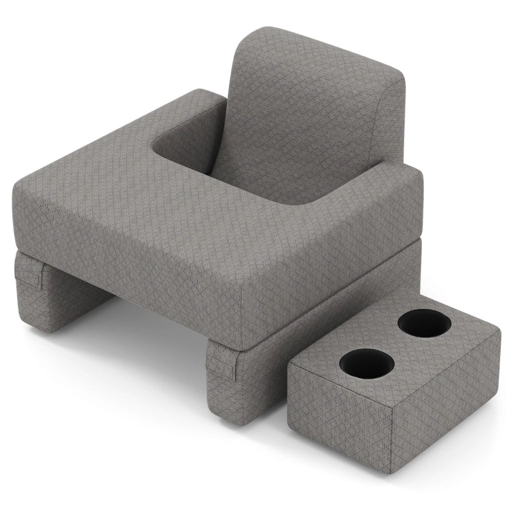 Cuscino a cuneo ergonomico con appoggio per braccia per letto e divano, Set 3 cuscini da lettura con portabicchieri Grigio-Arredo letto