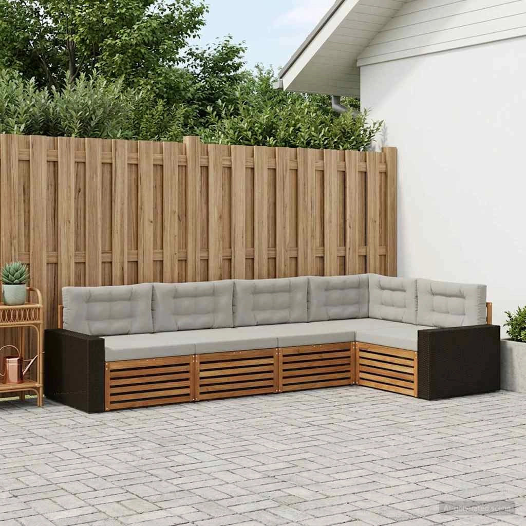 Set di divani da esterno 5 pz Naturale e Grigio Chiaro 3383364
