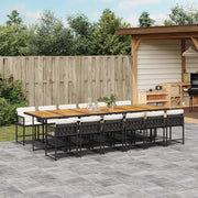 Set da Pranzo da Giardino 13pz con Cuscini Nero in Polyrattan 3211491