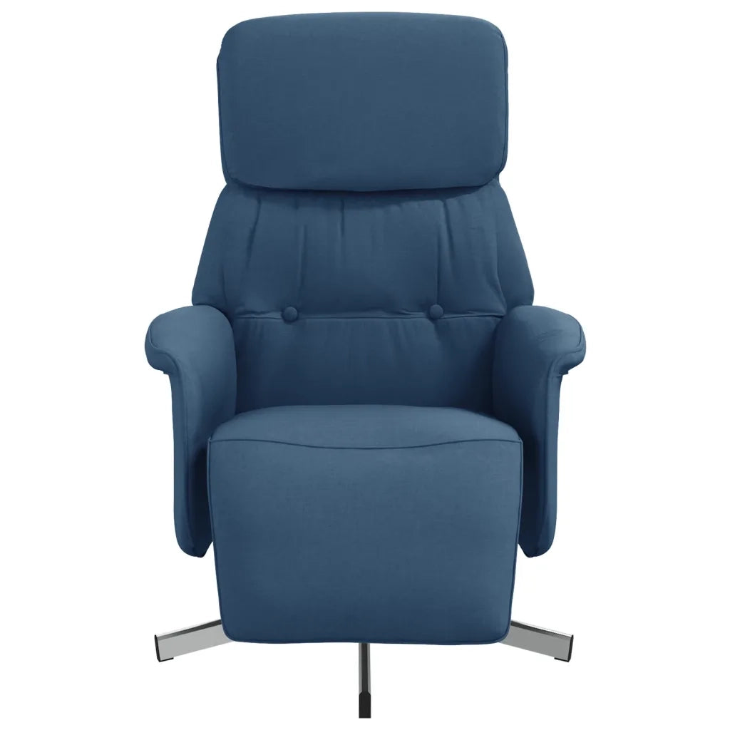 Divano Sedia-Poltrona Reclinabile con Poggiapiedi Blu in Tessuto 679894