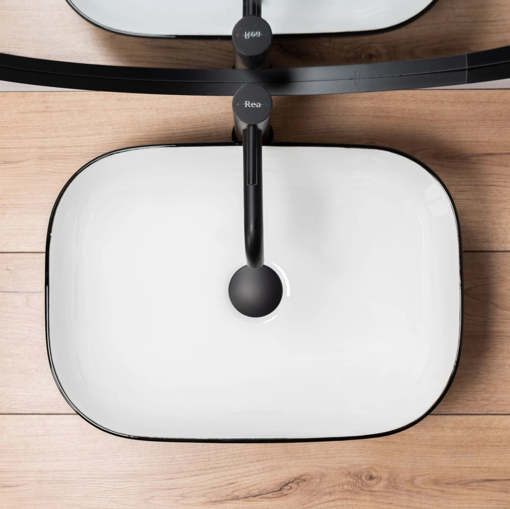 Lavabo Da Appoggio Rea Belinda White Black