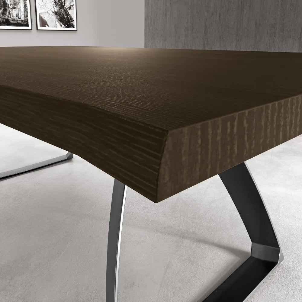 Tavolo da pranzo fisso in legno impiallacciato rovere termocotto Timber 160x90 cm fino a 8 posti Made in Italy | Duzzle