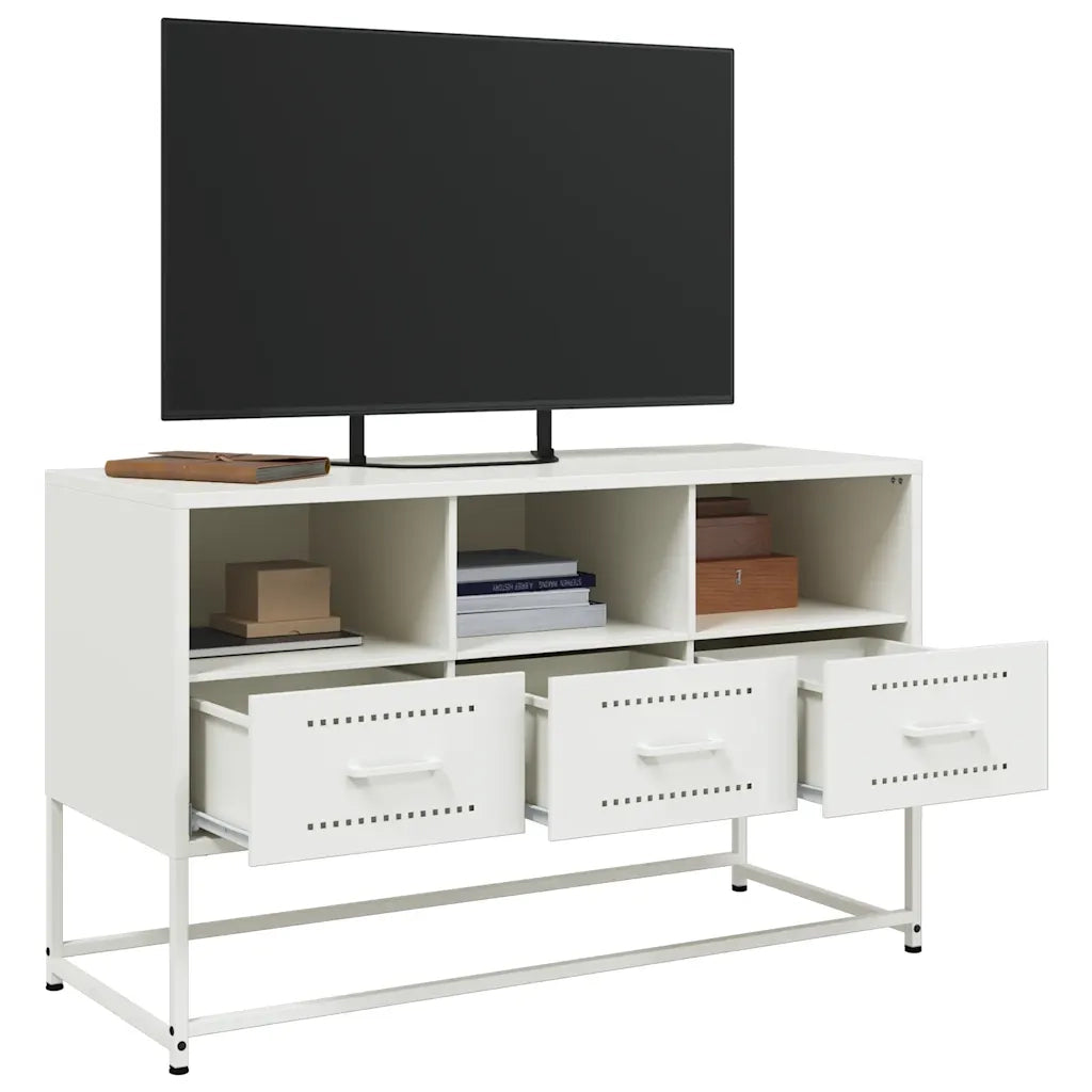 vidaXL Mobile TV Bianco 100,5x39x60,5 cm in Acciaio