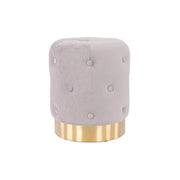 Set di 2 Pouf Anastasia In Velluto Trapuntato Con Base Oro Grigio 35x42