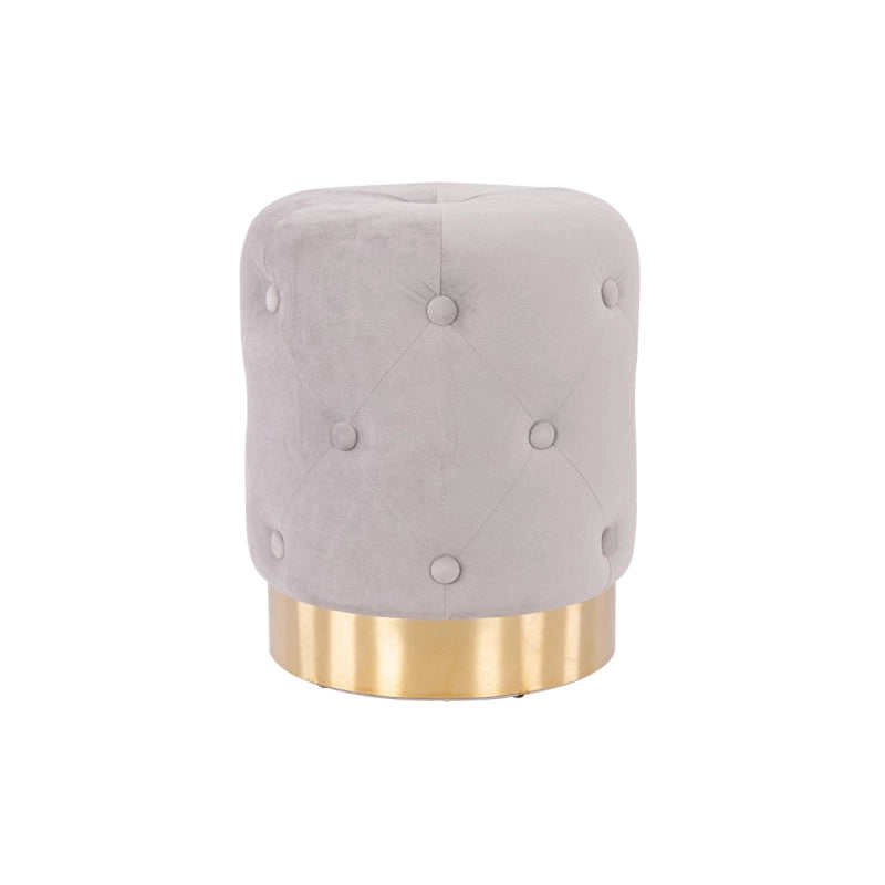 Set di 2 Pouf Anastasia In Velluto Trapuntato Con Base Oro Grigio 35x42