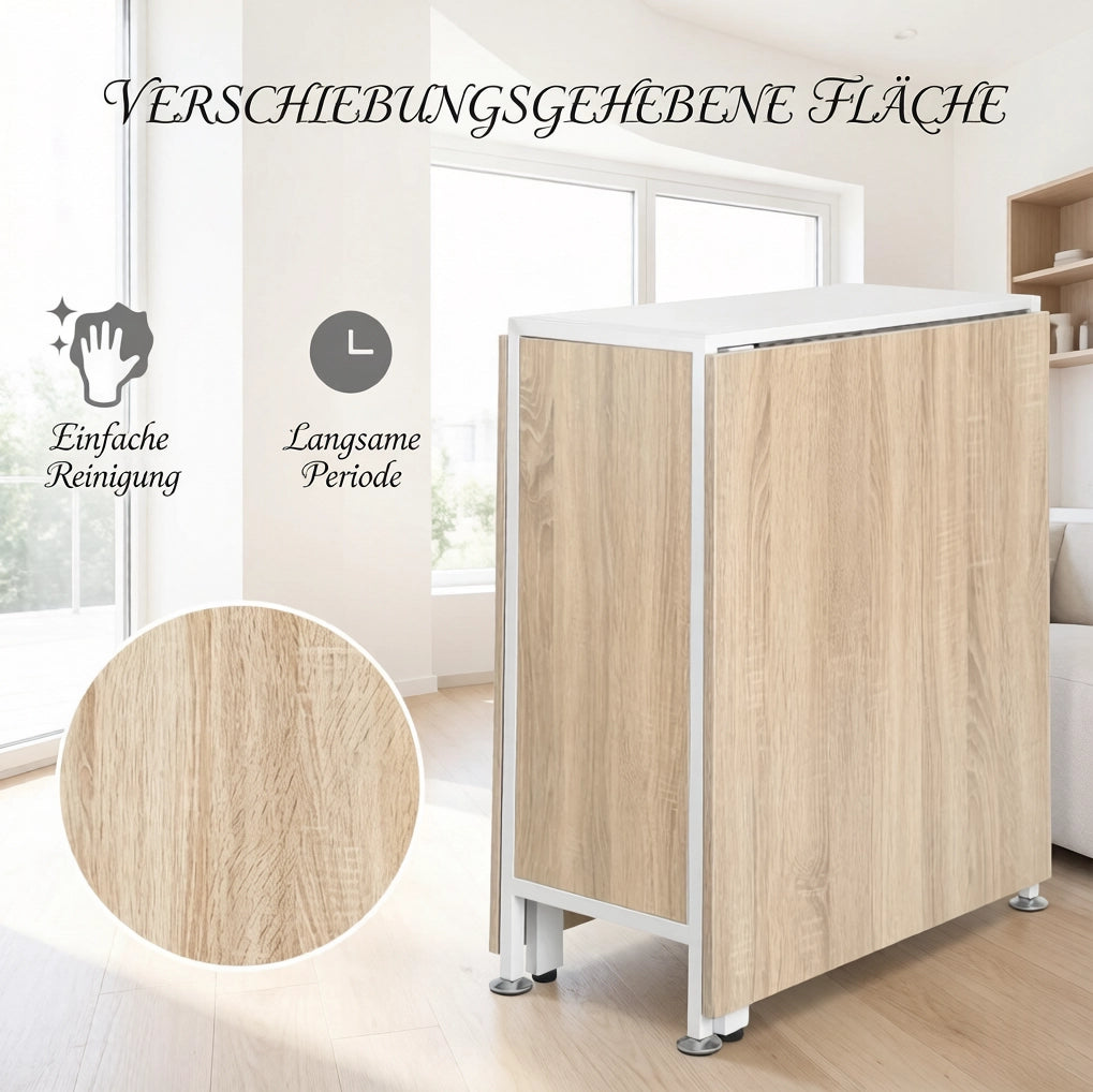 Tavolo da cucina pieghevole in MDF bianco e rovere chiaro