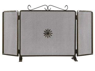 PARASCINTILLE DUE ANTE DECORO FIORE PER CAMINO  cm.90x50h. (677A)    MILLE