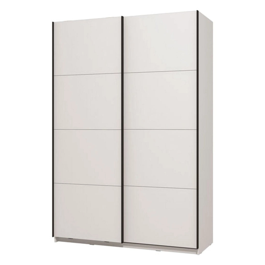 Armadio Camera da Letto Tredozio, Guardaroba Grande Appendiabiti, 145.5x217.5h cm Bianco Opaco