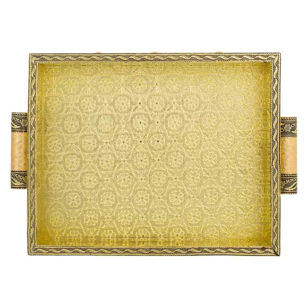 Vassoio in metallo dorato goffrato 25x20x4,5h