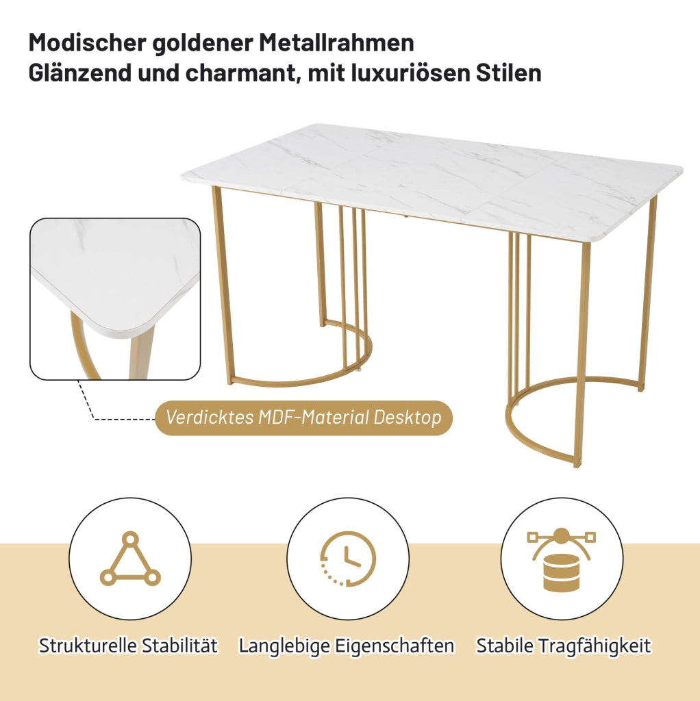 Set da pranzo 5 pezzi con tavolo 140x80 cm e 4 sedie