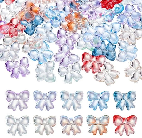 Strumenti per gioielleria - Set di 100 glas beads - Dimensioni 1,8 x 1,5 cm - 10 colori - Utili per la creazione di collane con motivi di farfalla