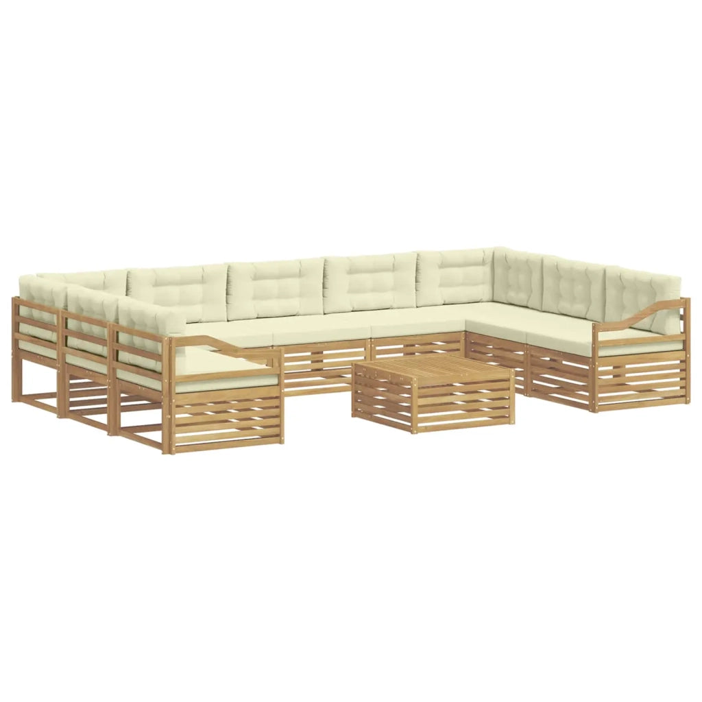 Set di divani da esterno 10 pcs Bianco e Crema Poliestere 3391210