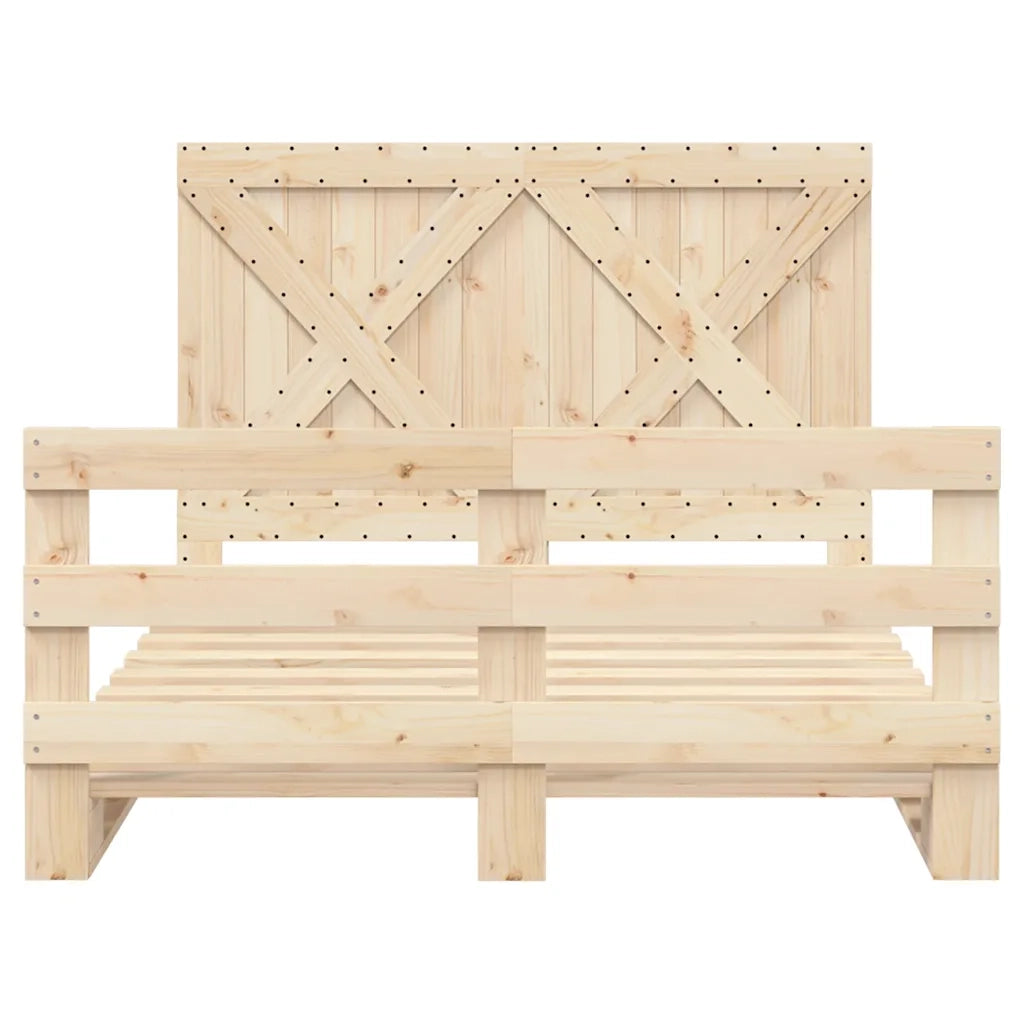 Giroletto con Testiera 160x200 cm in Legno Massello di Pino 3281577
