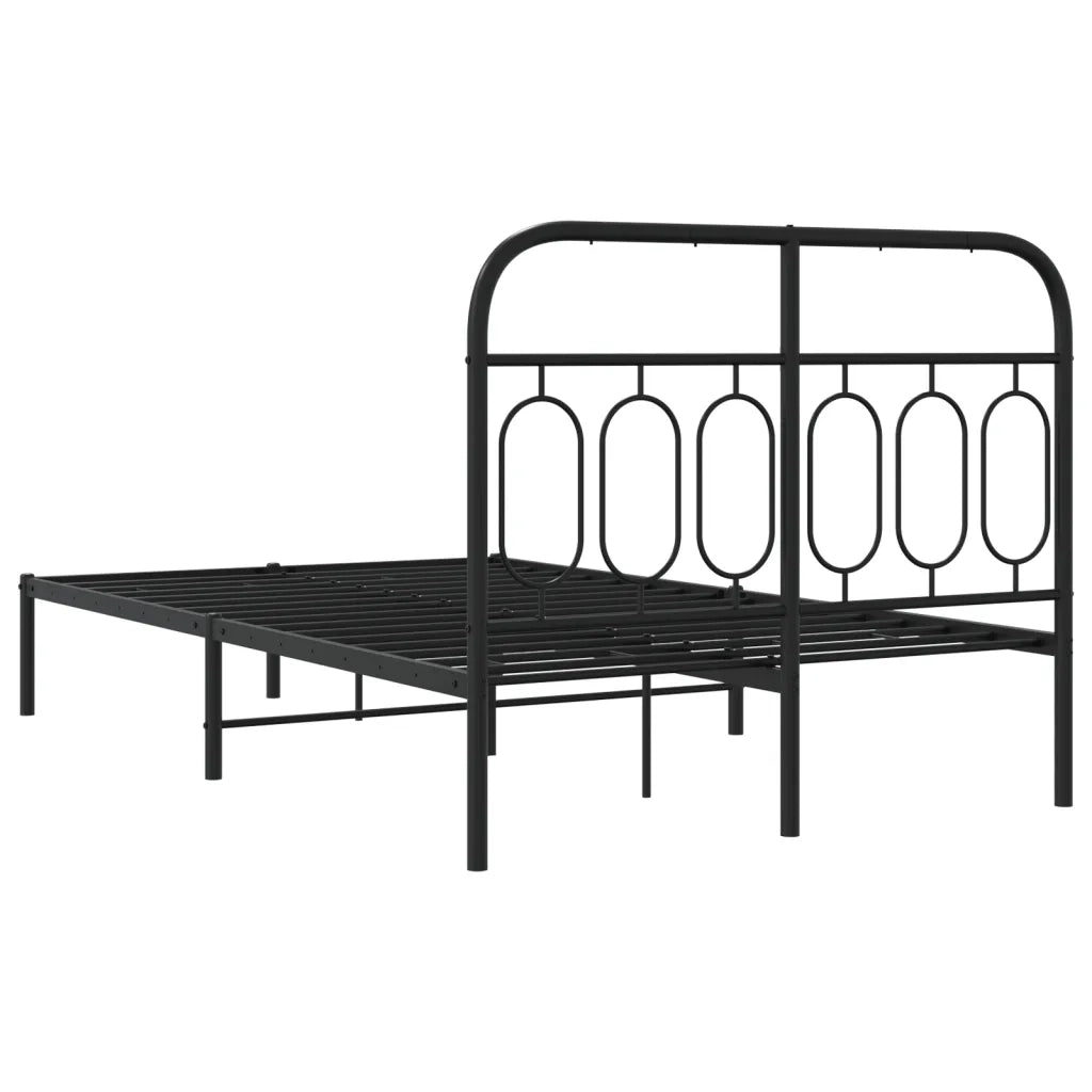 Giroletto con Testiera-Struttura Letto con testiera in Metallo Nero 120x190 cm 533293