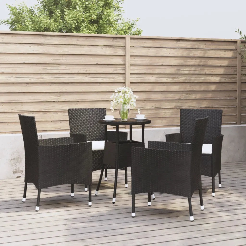 Set BistrÃ² da Giardino 5 pz con Cuscini in Polyrattan Nero