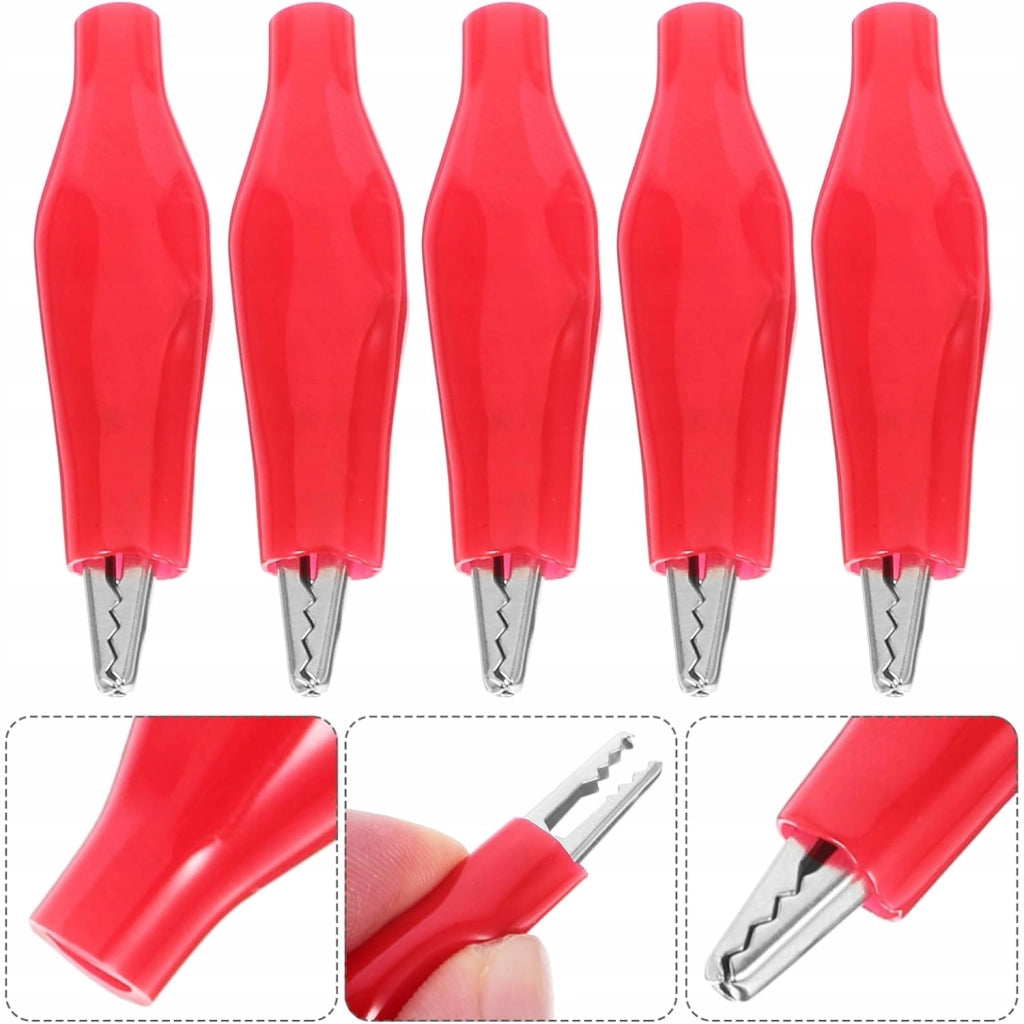 Pinze a Coccodrillo Isolate Rosse 35mm – Set di 4 | Alta Qualità, Isolamento Sicuro, Facile da Usare