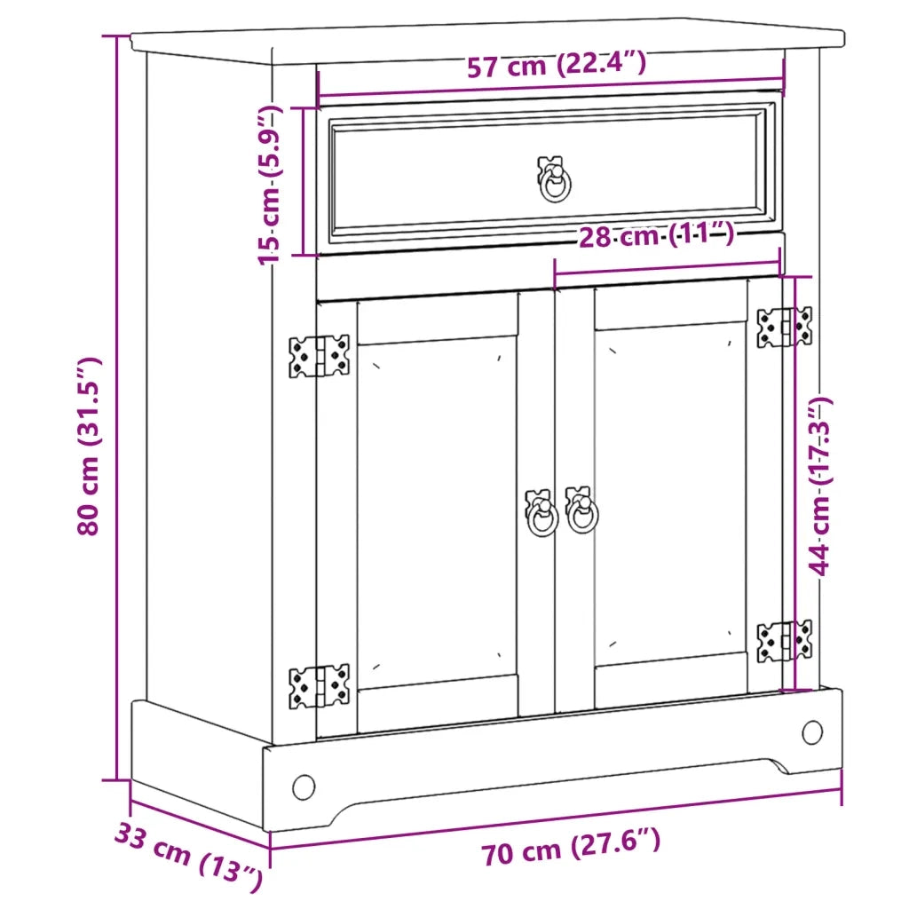 vidaXL Mobile da Bagno Corona 70x33x80 cm in Legno Massello di Pino
