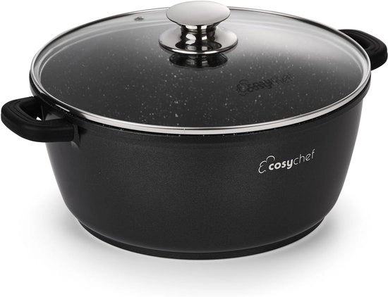 Set di pentole in vetro con coperchio 16 cm, 2 pezzi, con superficie antiaderente, adatto per cottura in induction.