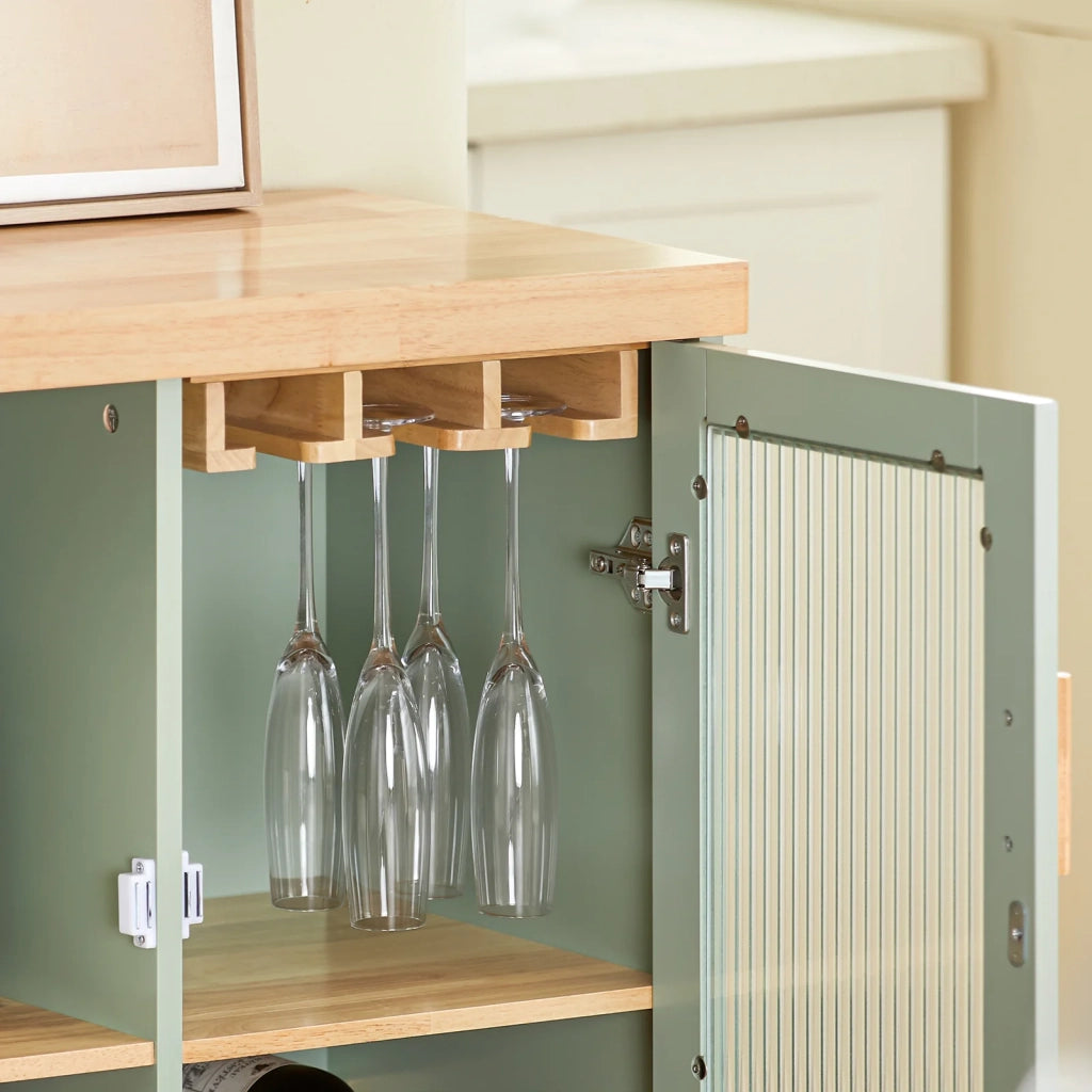 Credenza buffet con 2 ante in vetro Mobile da cucina Mobile microonde 120x40x90cm Verde FSB81-GR SoBuy