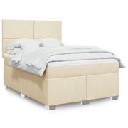 vidaXL Giroletto a Molle con Materasso Crema 140x200 cm in Tessuto