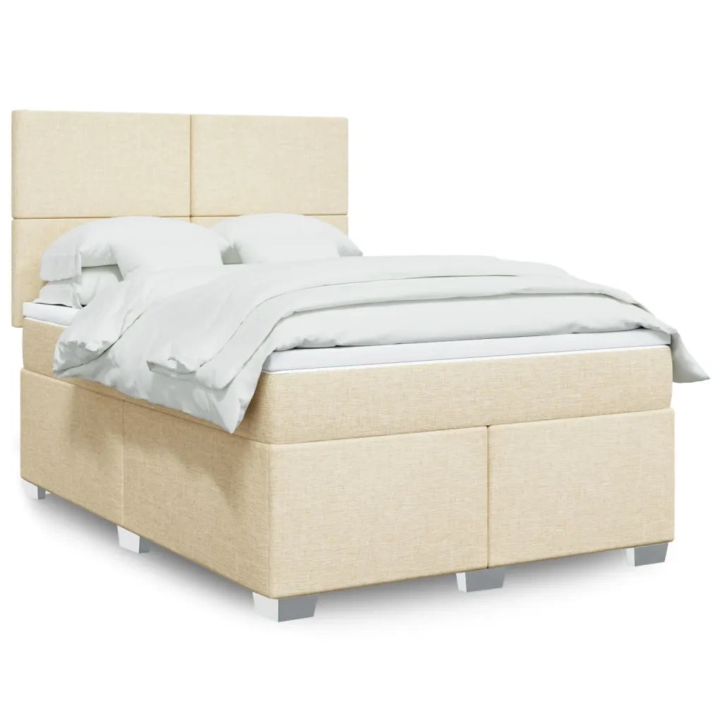 vidaXL Giroletto a Molle con Materasso Crema 140x200 cm in Tessuto