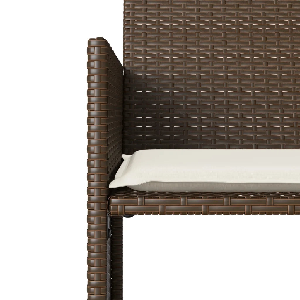 Divano Giardino 2Posti con Tavolo e Sgabelli Marrone Polyrattan 4003891