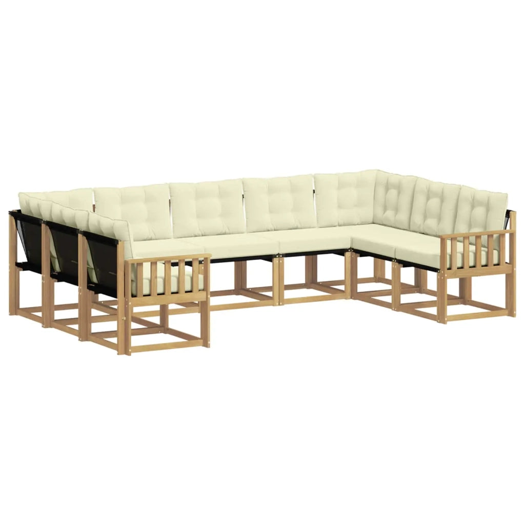 Set di divani da esterno con cuscino 9 pcs Bianco e Crema