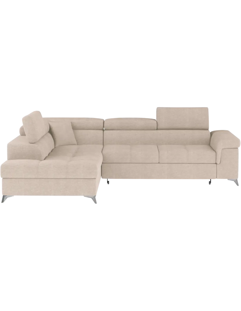Divano ad angolo convertibile PALAZZO 4 posti beige – angolo sinistro con contenitore