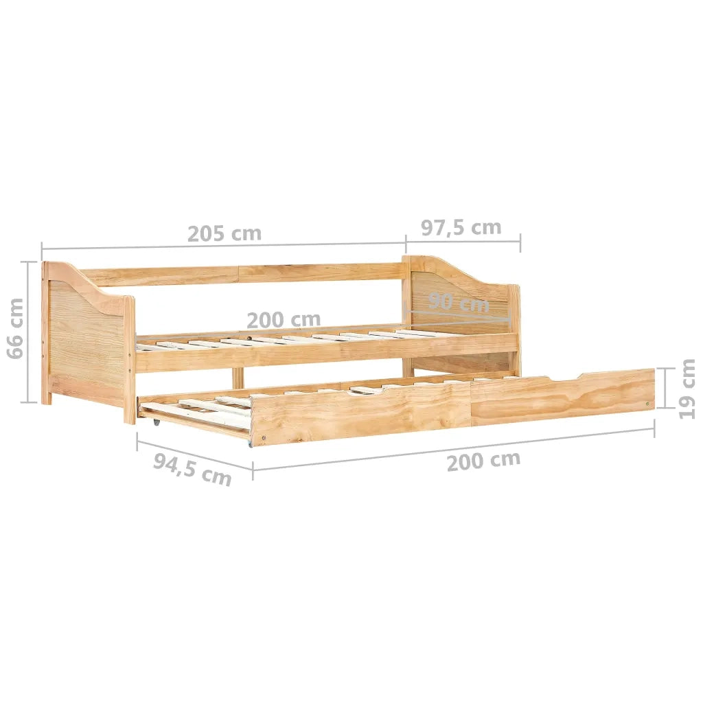 Divano Letto a Scomparsa senza Materasso Pino Bianco 90x200 cm 283150