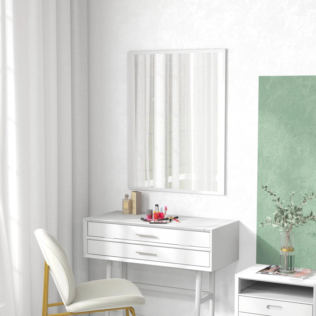 Specchio da parete rettangolare 90x70 cm ¨C zephmum ¨C bianco, legno
