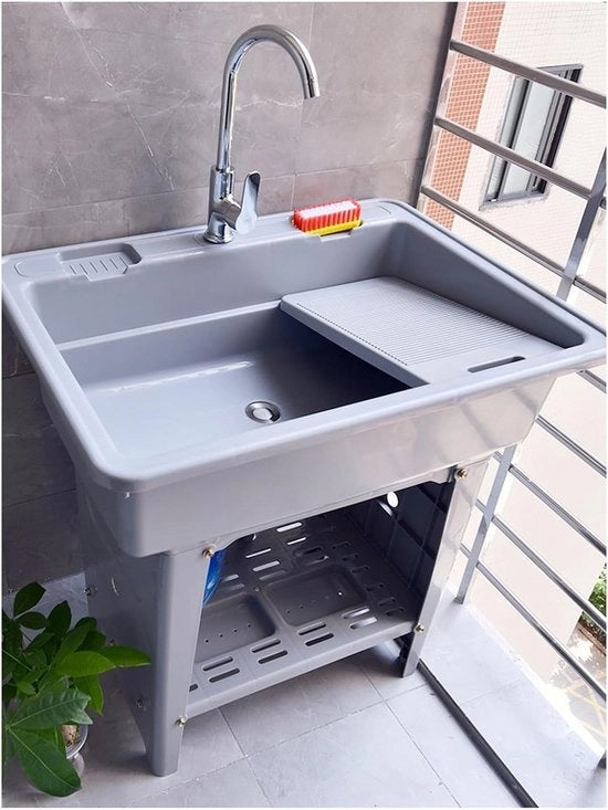 Wastafel Indipendente con Grifi per Interno e Esterno - Ideale per Giardino e Garages