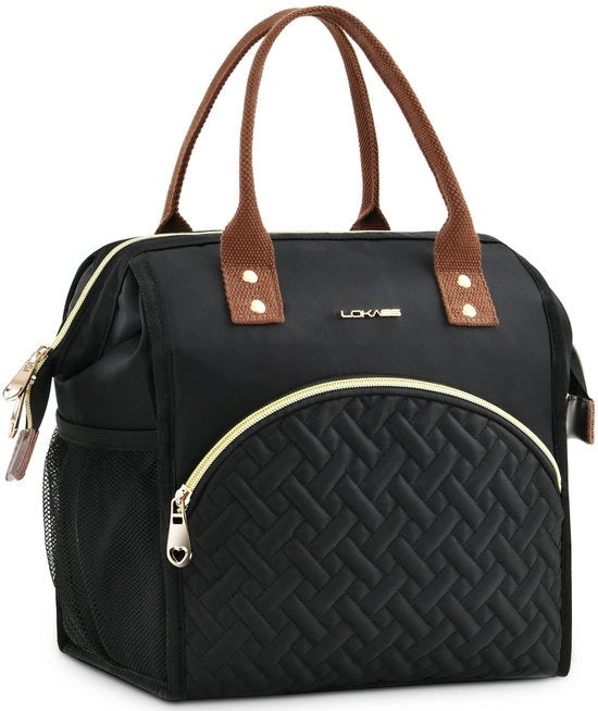 Borsa Insolata 10L per Uomo e Donna, Borsa Pranzo per Lavoro, Ufficio, Picnic, Borsa Pranzo Portatile Ripiegabile – Nero