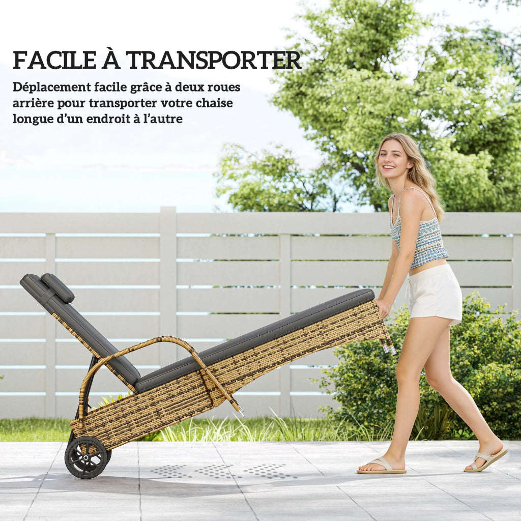 Sdraio da spiaggia con materasso regolabile ¨C zephmum ¨C 200x73x30-103 cm giallo