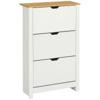Scarpiera Slim per 18 Paia di Scarpe, 3 Cassetti con 2 Ripiani Regolabili e Rimovibili, 72x26x112 cm, Bianco