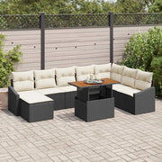 Set da Pranzo per Giardino con cuscino 9 pcs Nero e Crema 3349872
