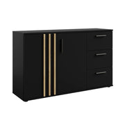 Comò VARIA - 2 ante e 3 cassetti - Design moderno colore nero e rovere artigiano