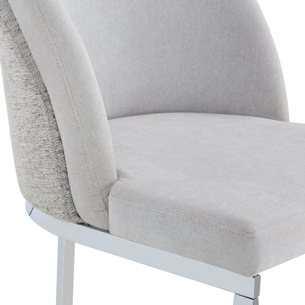 Set di 2 sedie da pranzo in chenille grigio e argento