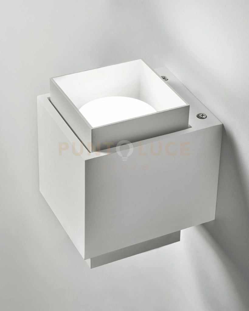 SYME applique da Parete 2 luci attacco GX53 Quadrata bianco in gesso e alluminio 13x11cm