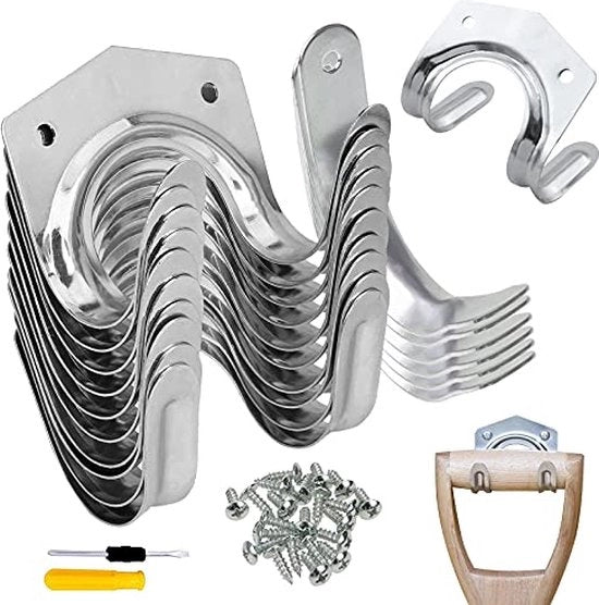 18 contenitori per attrezzi da giardino, ganci, uncini singoli/doppii, contenitore per attrezzi per garage, giardino, box per bicicletta con 30 viti e 1 chiave inglese.