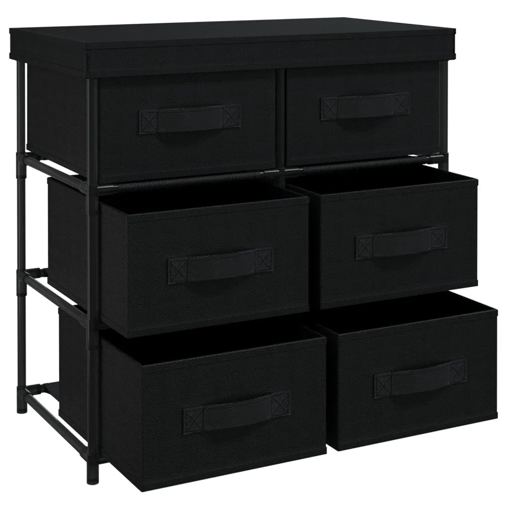 Mobile contenitore moderno con 6 cassetti 55 x 29 x 55 cm spazio organizzato design semplice in acciaio nero 02_0046936