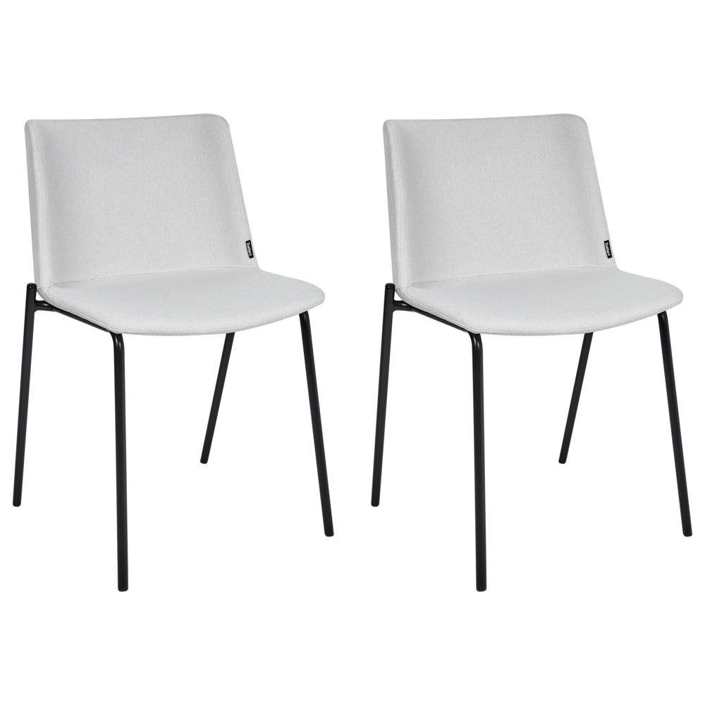 Set di 2 eleganti sedie da pranzo imbottite in tessuto poliestere grigio chiaro con gambe in metallo