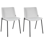 Set di 2 eleganti sedie da pranzo imbottite in tessuto poliestere grigio chiaro con gambe in metallo