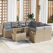 Set Divano da Giardino con archiviazione 9 pcs Beige polyrattan 3348616