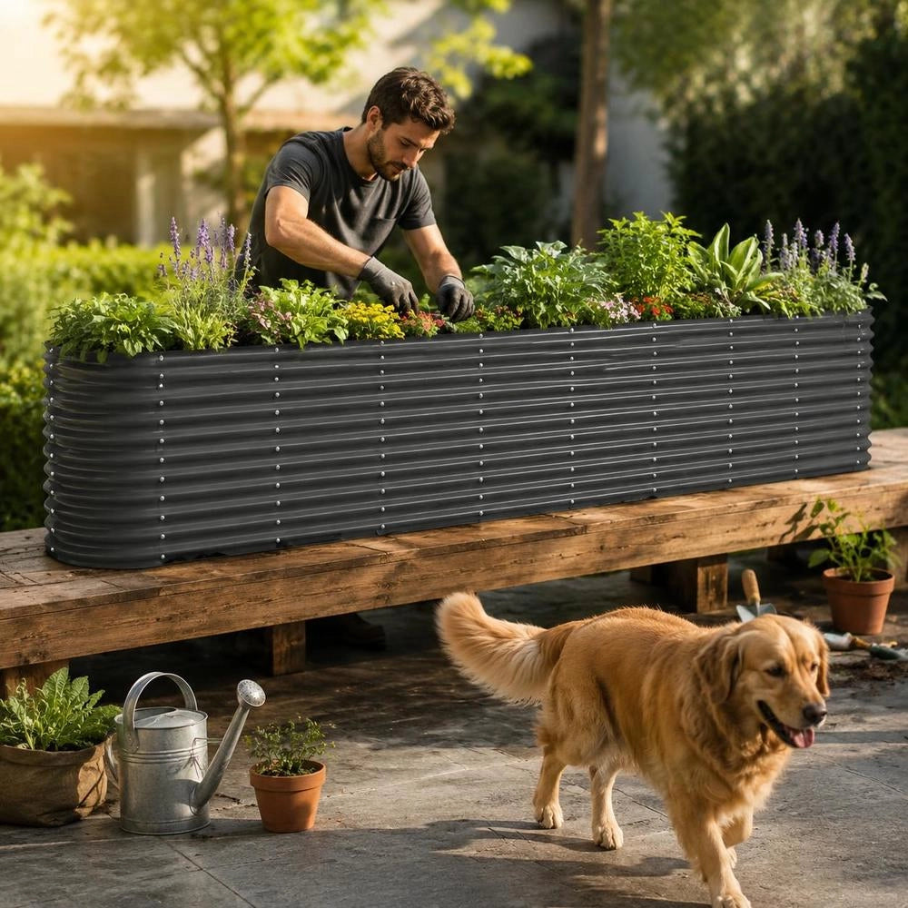 Raised Bed Galvanized Steel 332x40x68 Cm Anthracite
