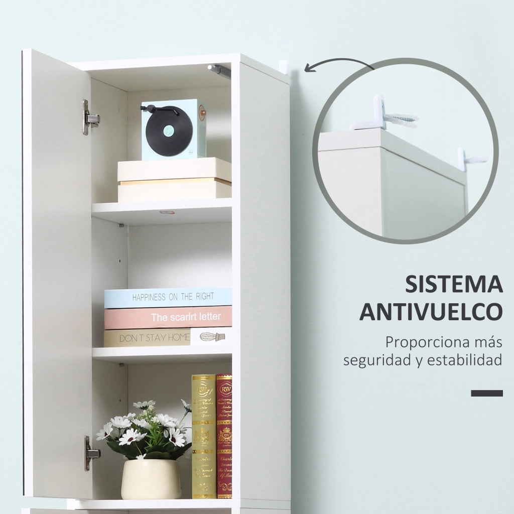 Armadio Bagno Alto con Specchio e Ripiani Regolabili ¨C Zephmum ¨C 32x28x162 cm Bianco